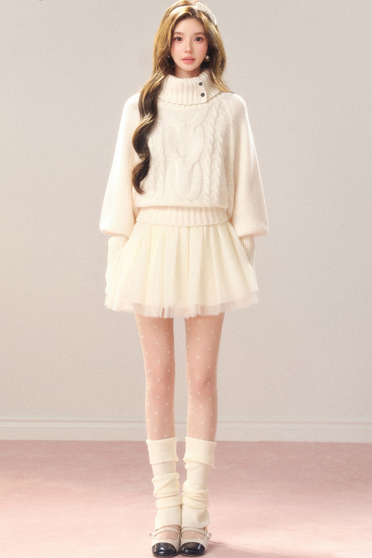 Cross-Button Lapel Knit Sweater