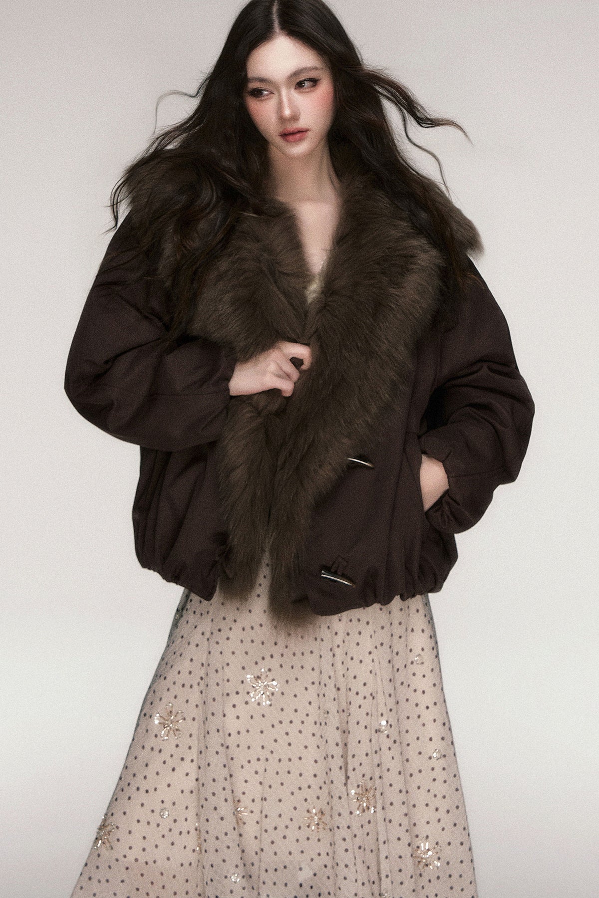 Fox Fur Collar Goose Down Jacket