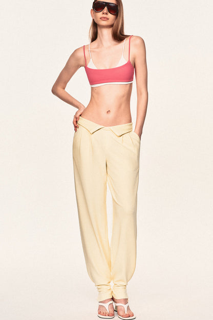 High-Waisted Fold-Over Waist Knit Pants