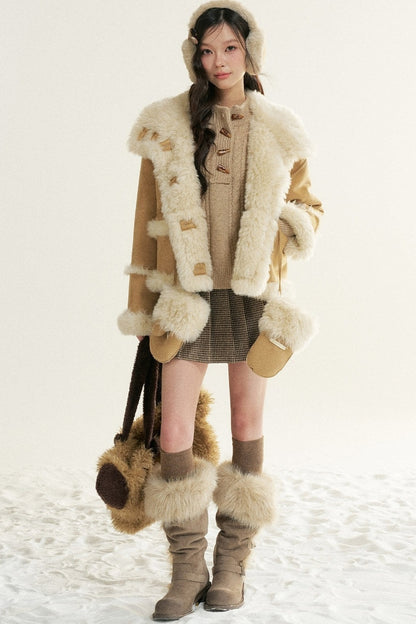 Loose Fur Integrated Suede Jacket