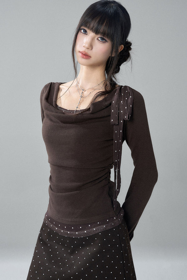 Gray Swing Collar Blouse