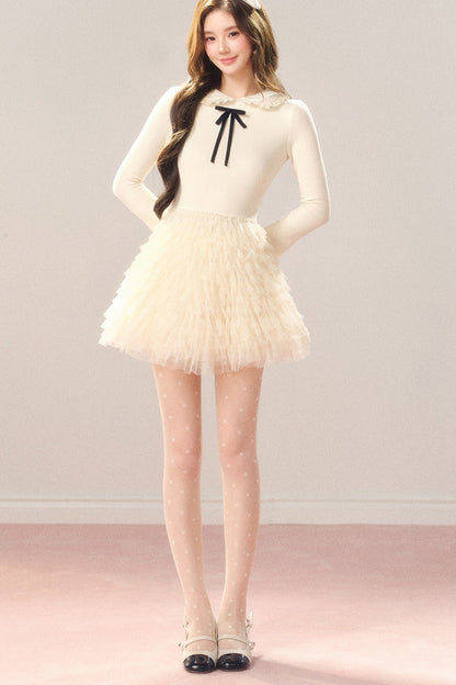 Cream Princess Multi-Layered Tulle Dress