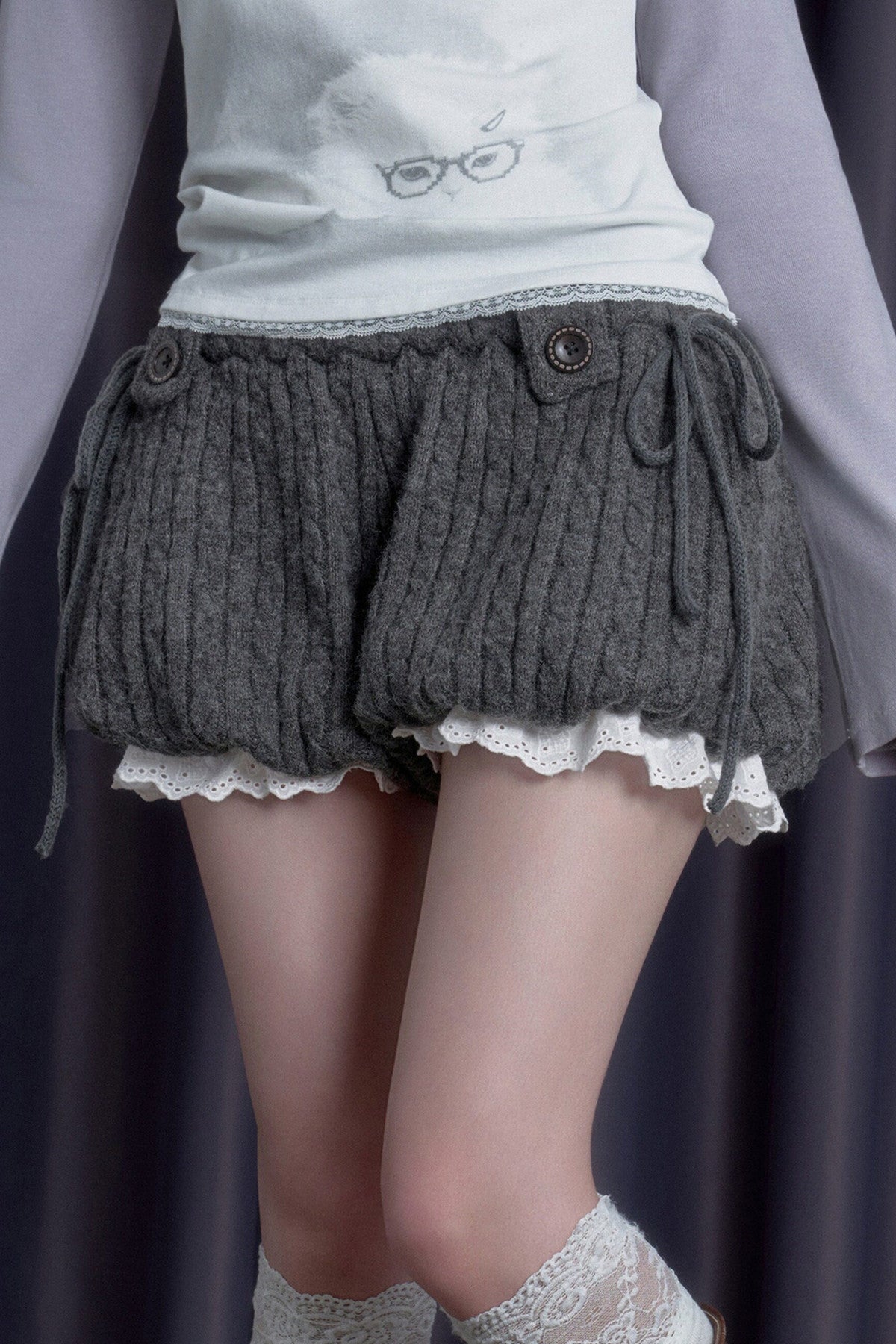 Soft Twist-Knit Lantern Shorts
