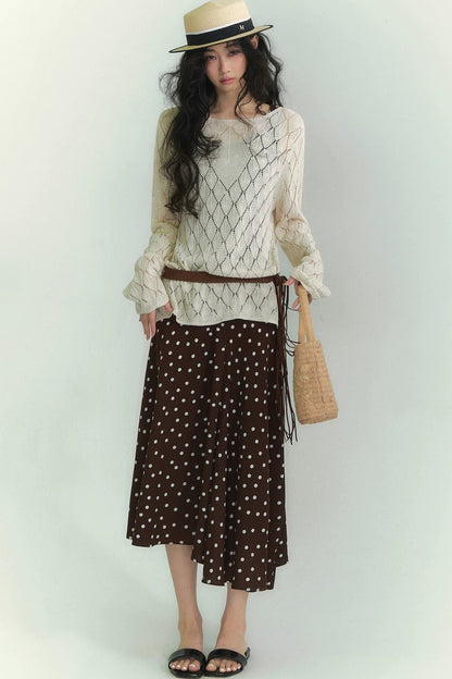 Japanese Paper Yarn Lattice Sweater