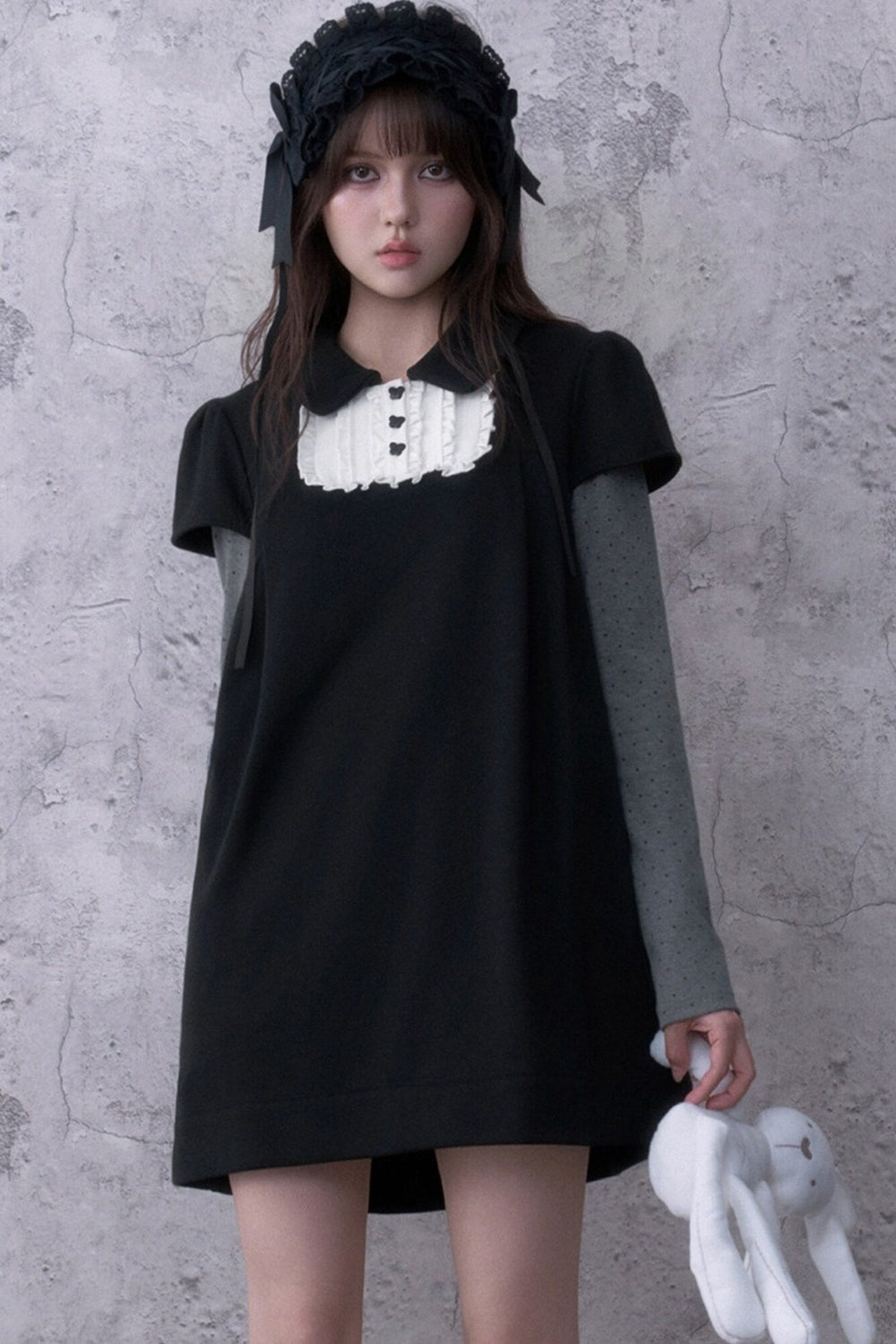 Ruffled Bib Doll Collar Dress