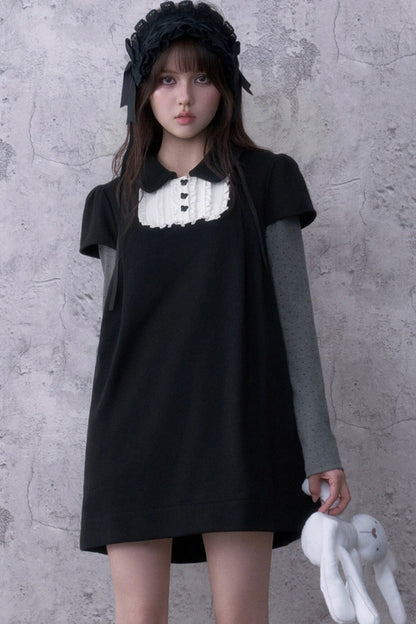 Ruffled Bib Doll Collar Dress