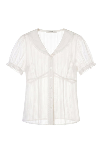 Transparente Lyocell-Bluse mit Spitze