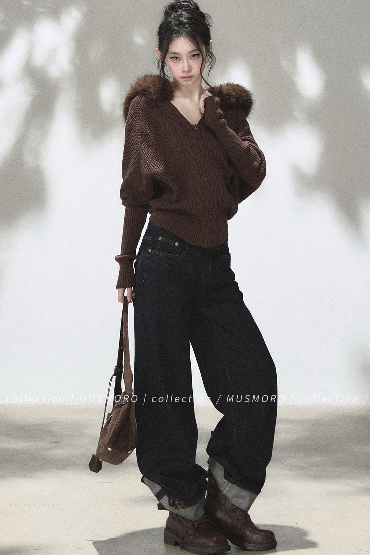 Embroidered Cat Raw Denim Jeans