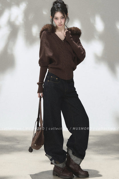 Embroidered Cat Raw Denim Jeans