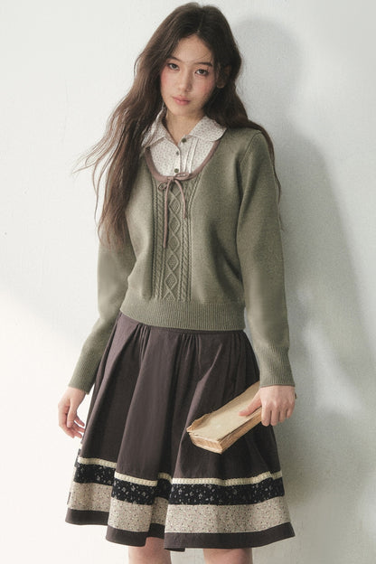 Floral Layered-Look Sweater