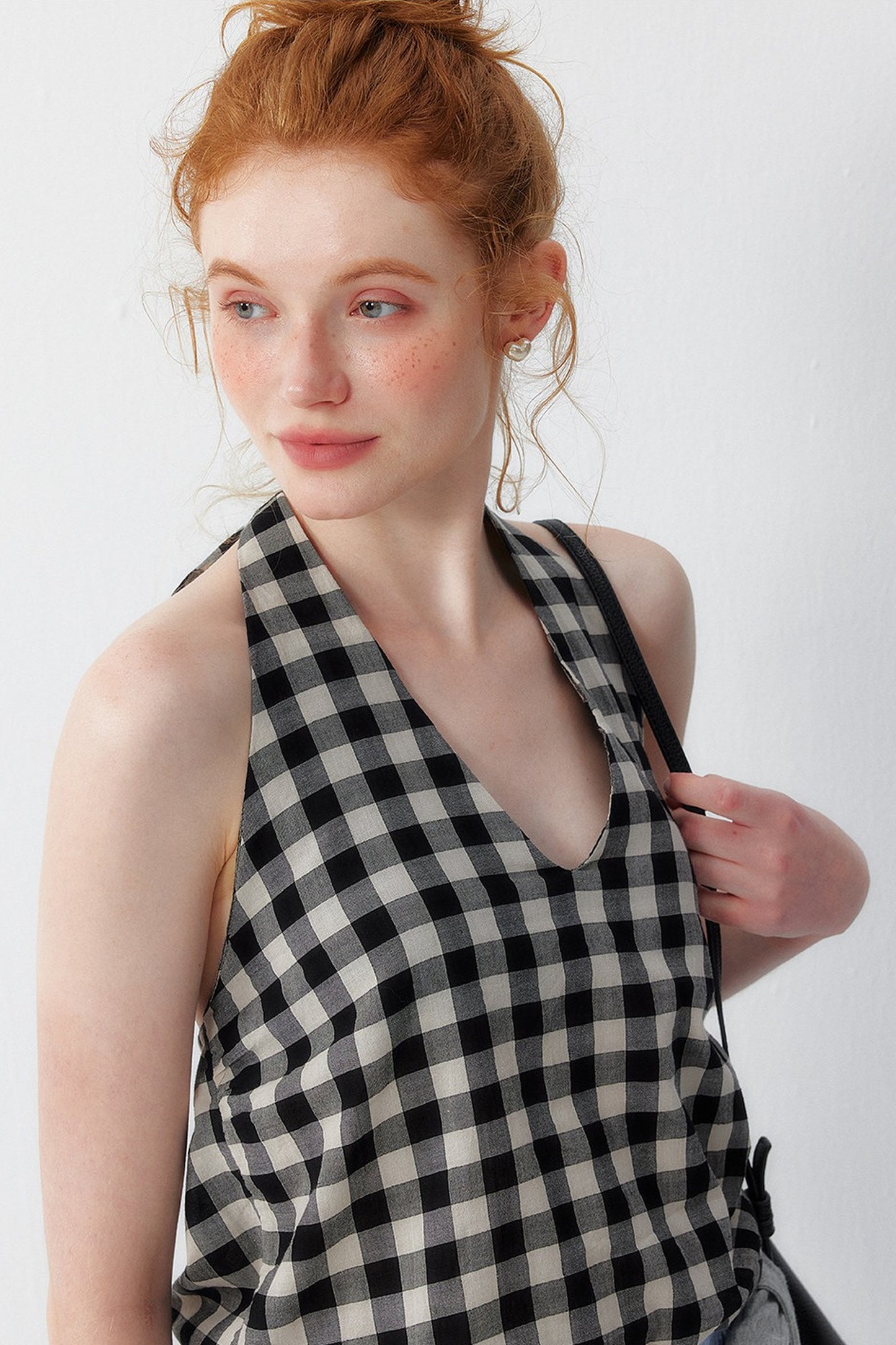 Cotton Plaid Halter Top