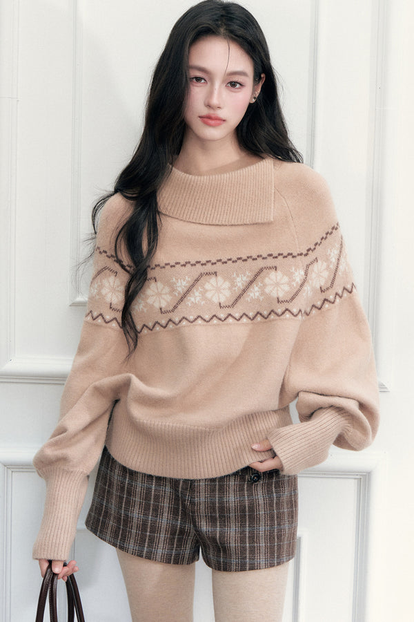 Fair Isle Jacquard Batwing Sweater