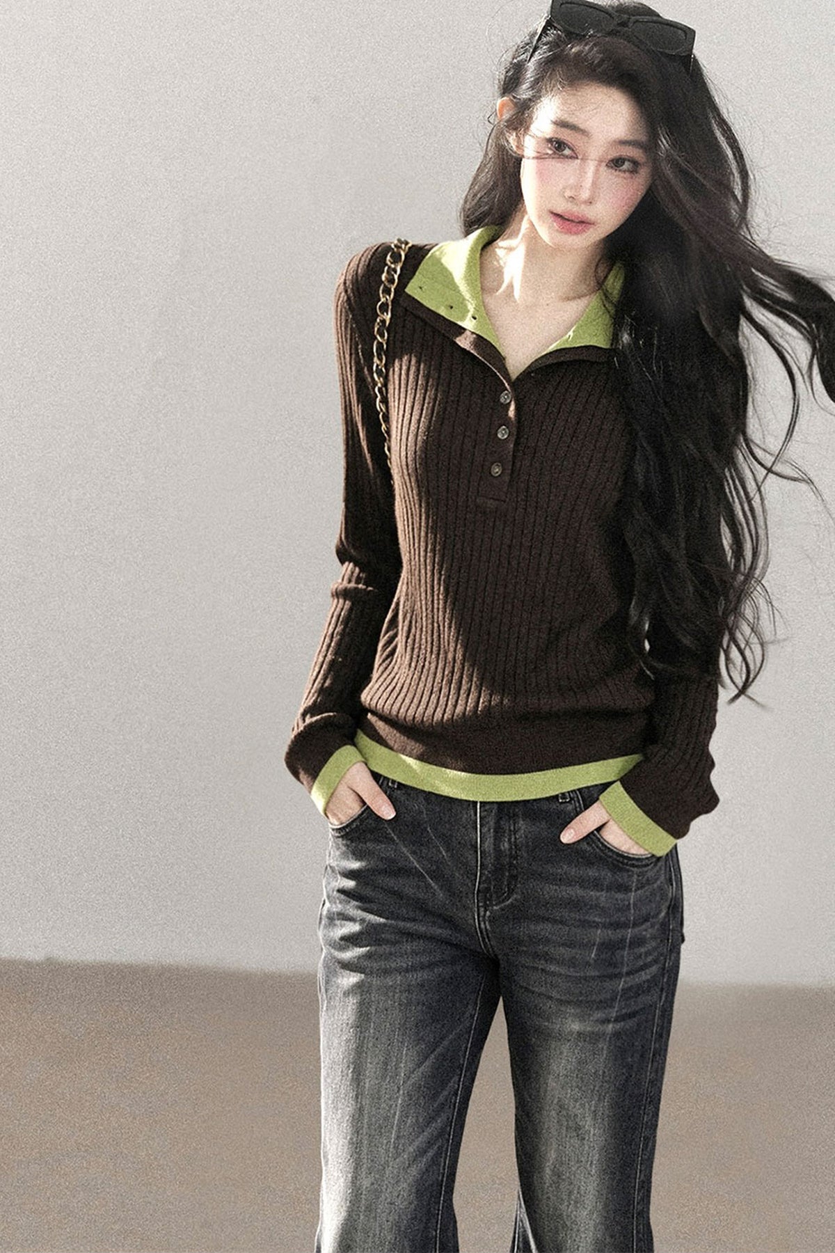 Layered-Look Knit Top Set