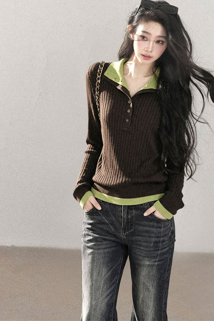 Layered-Look Knit Top Set