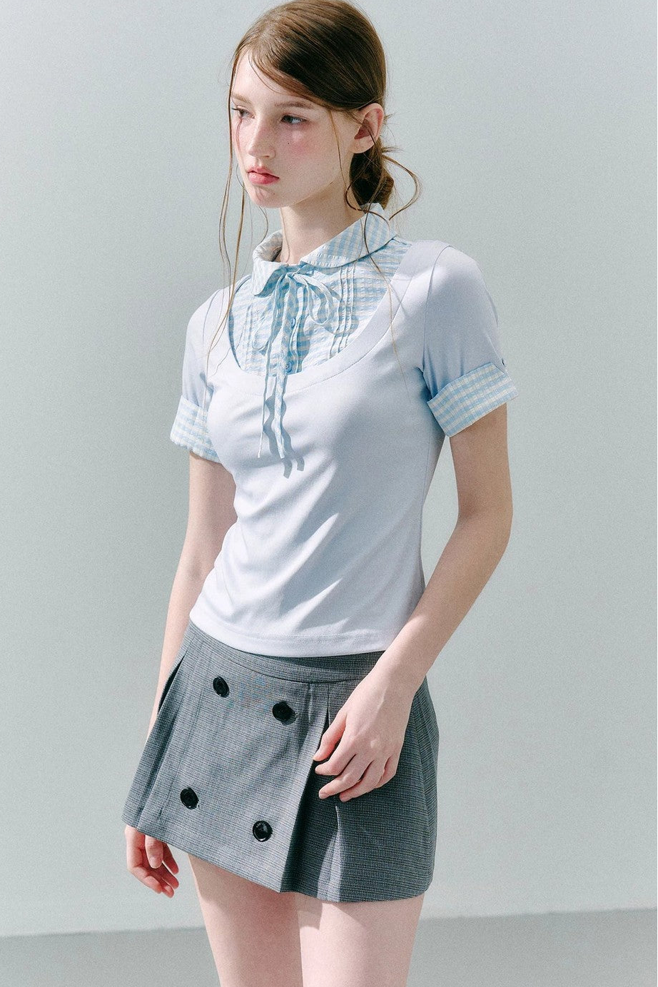 Haut preppy en modal patchwork