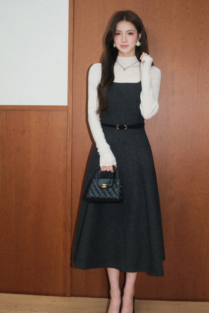 Gray Wool Dress and Small Jacket Set-Up