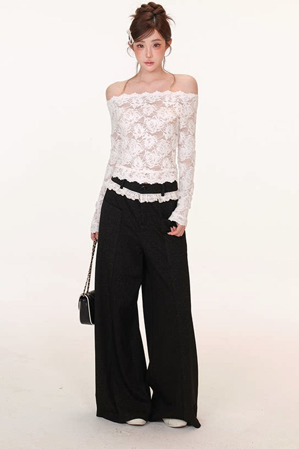 Velvet Lace Bow Top