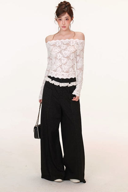 Velvet Lace Bow Top