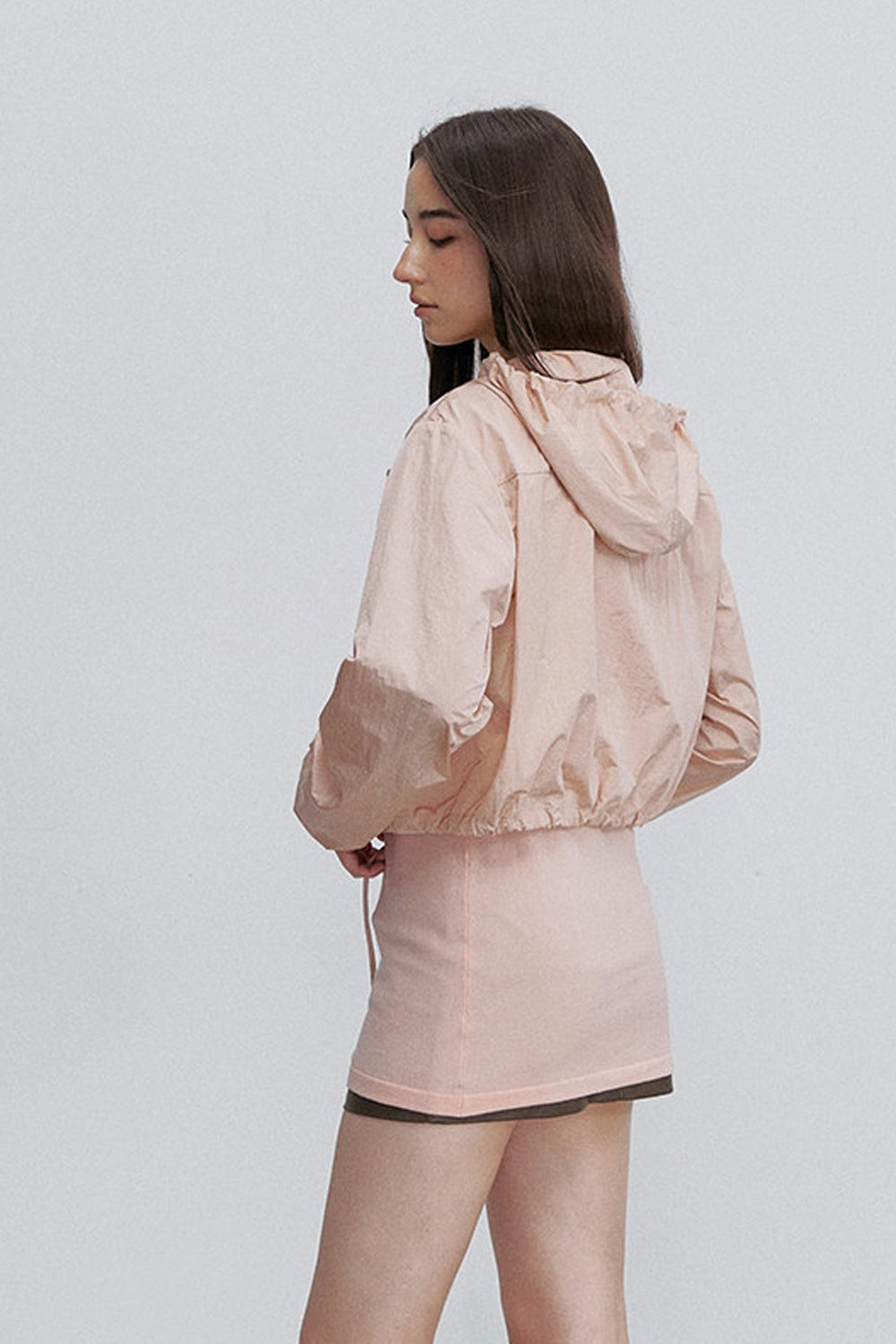 Pleated Lace Hooded Jacket