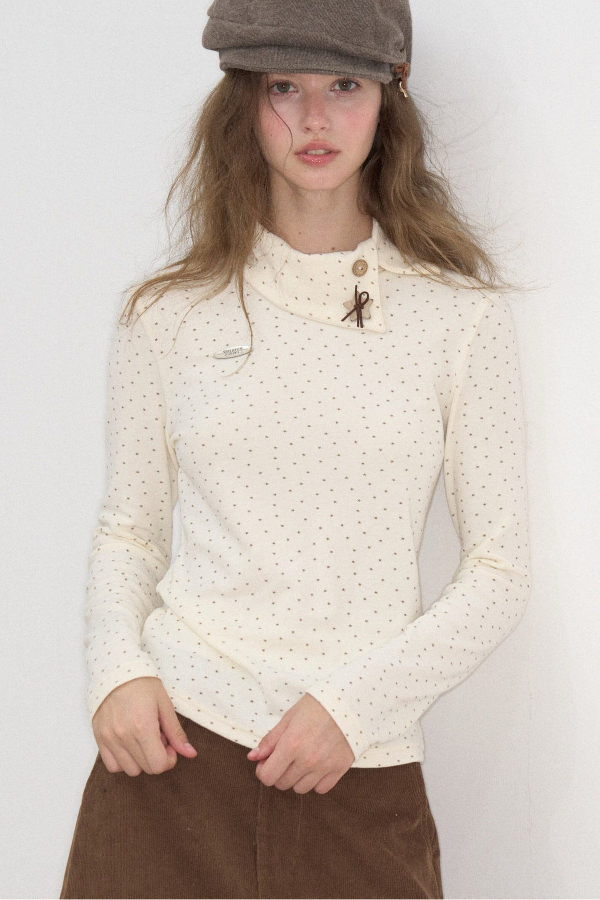 Starry Dots Asymmetrical Knit Top