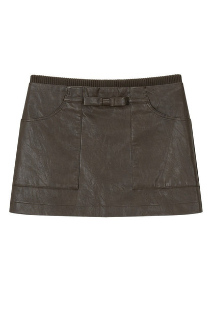 Pleated Side Button Knit Top and Skirt Set-Up