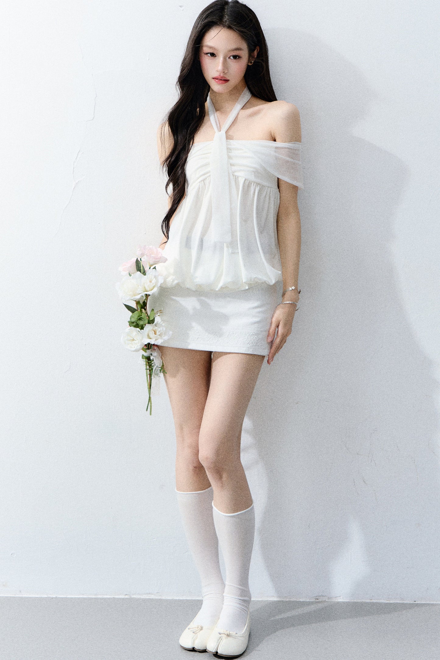 Romantic Floral One-Shoulder Top Set-Up