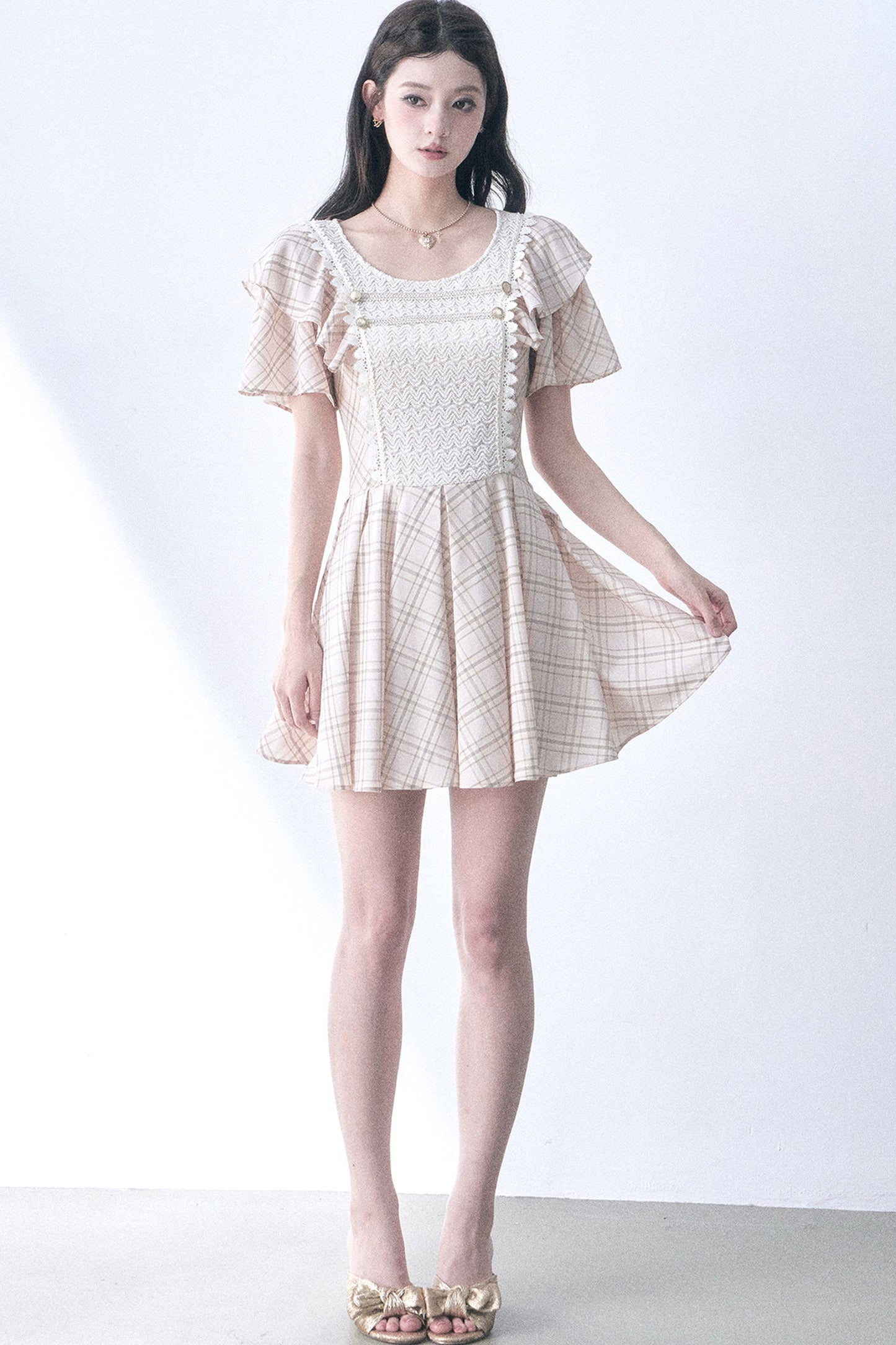 Retro Knit Plaid Dress