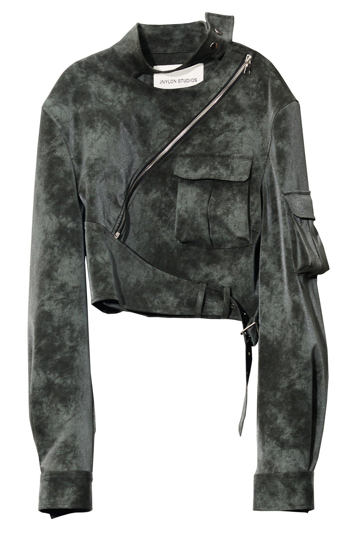 Color-Washed PU Biker Jacket