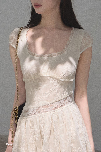 Lyocell Lace Waist-Cinching Dress
