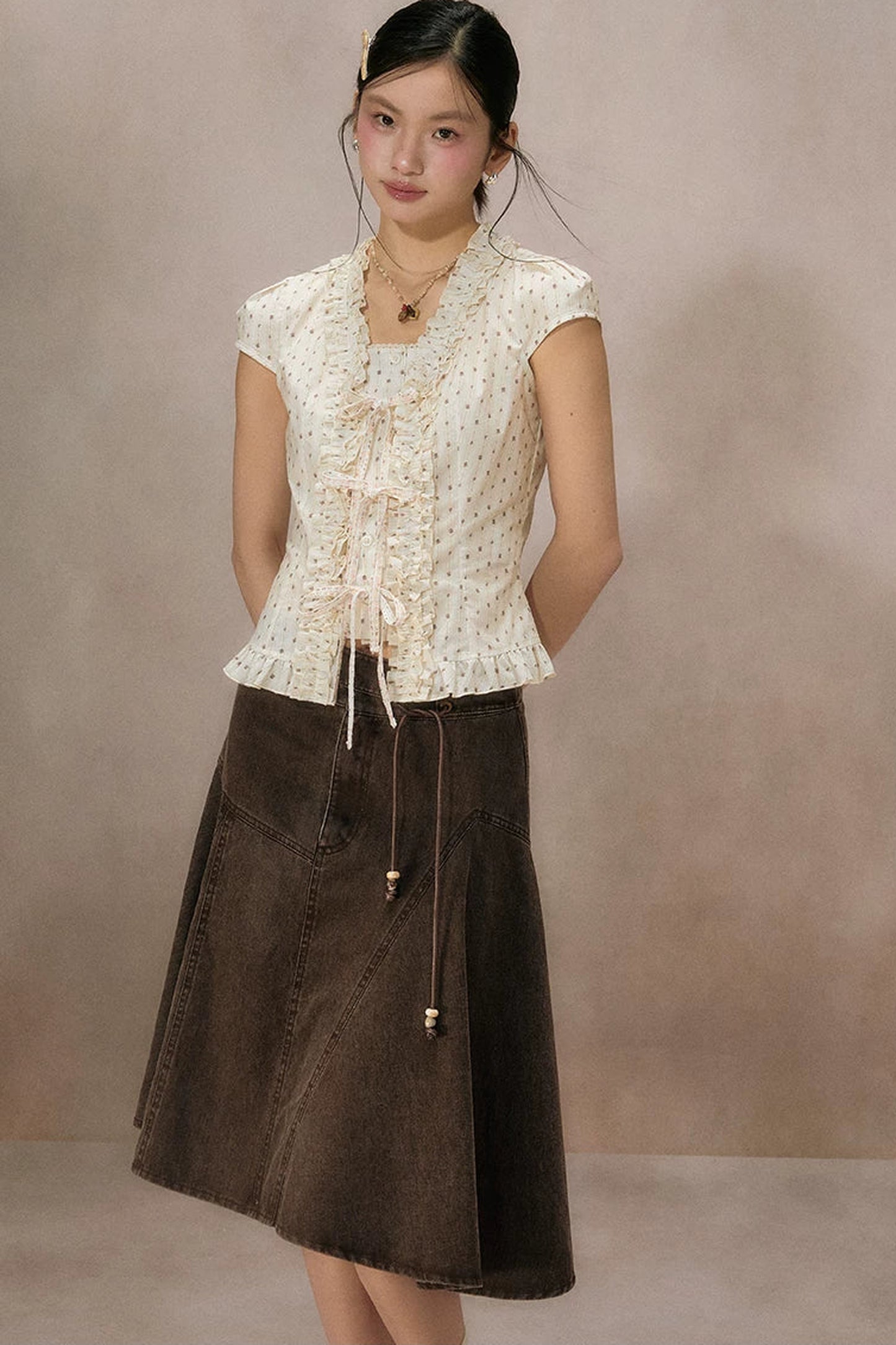 Irregular Denim A-Line Skirt