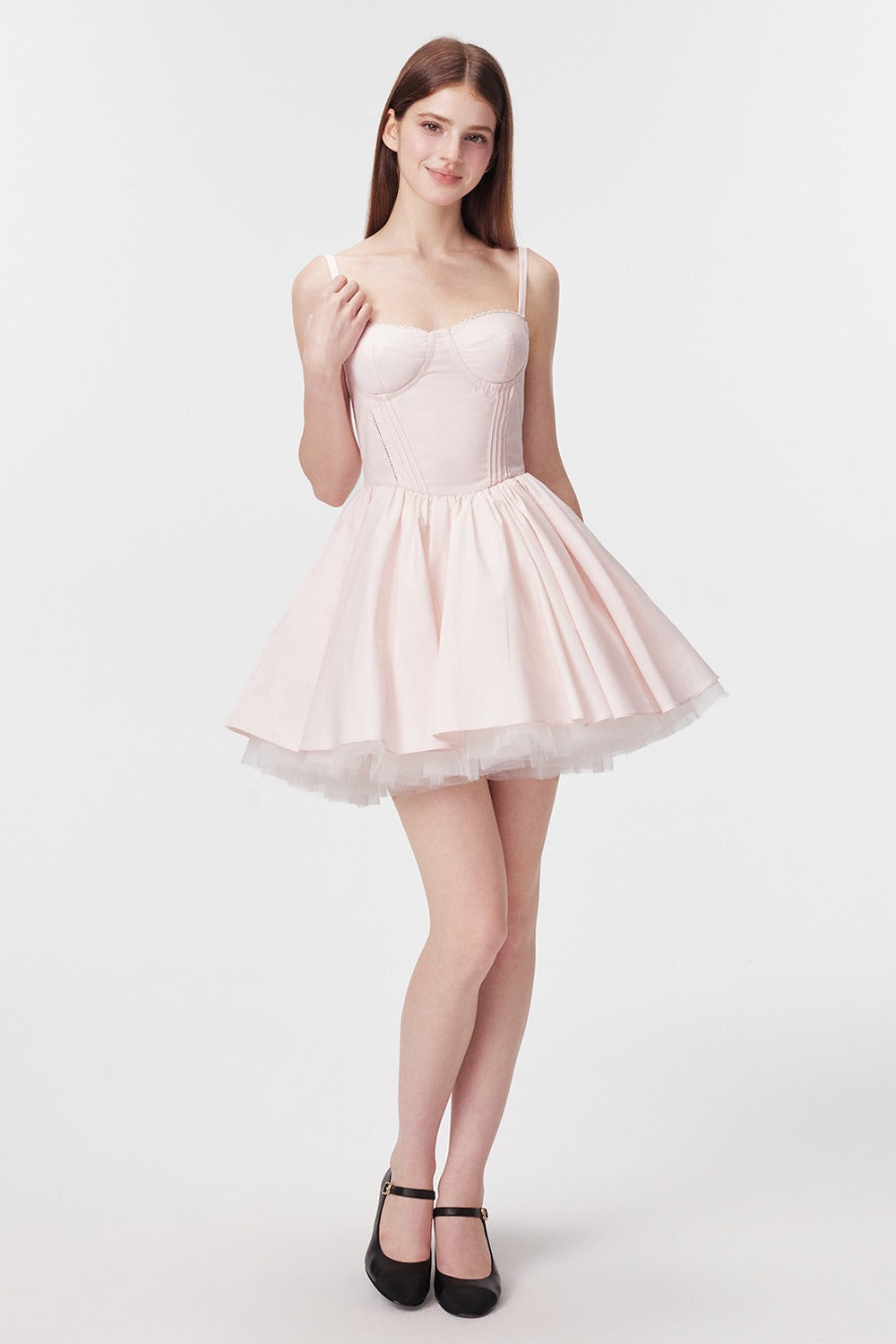 Vertical Cut Stand-Up Collar Slip Dress