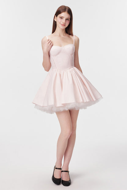 Vertical Cut Stand-Up Collar Slip Dress
