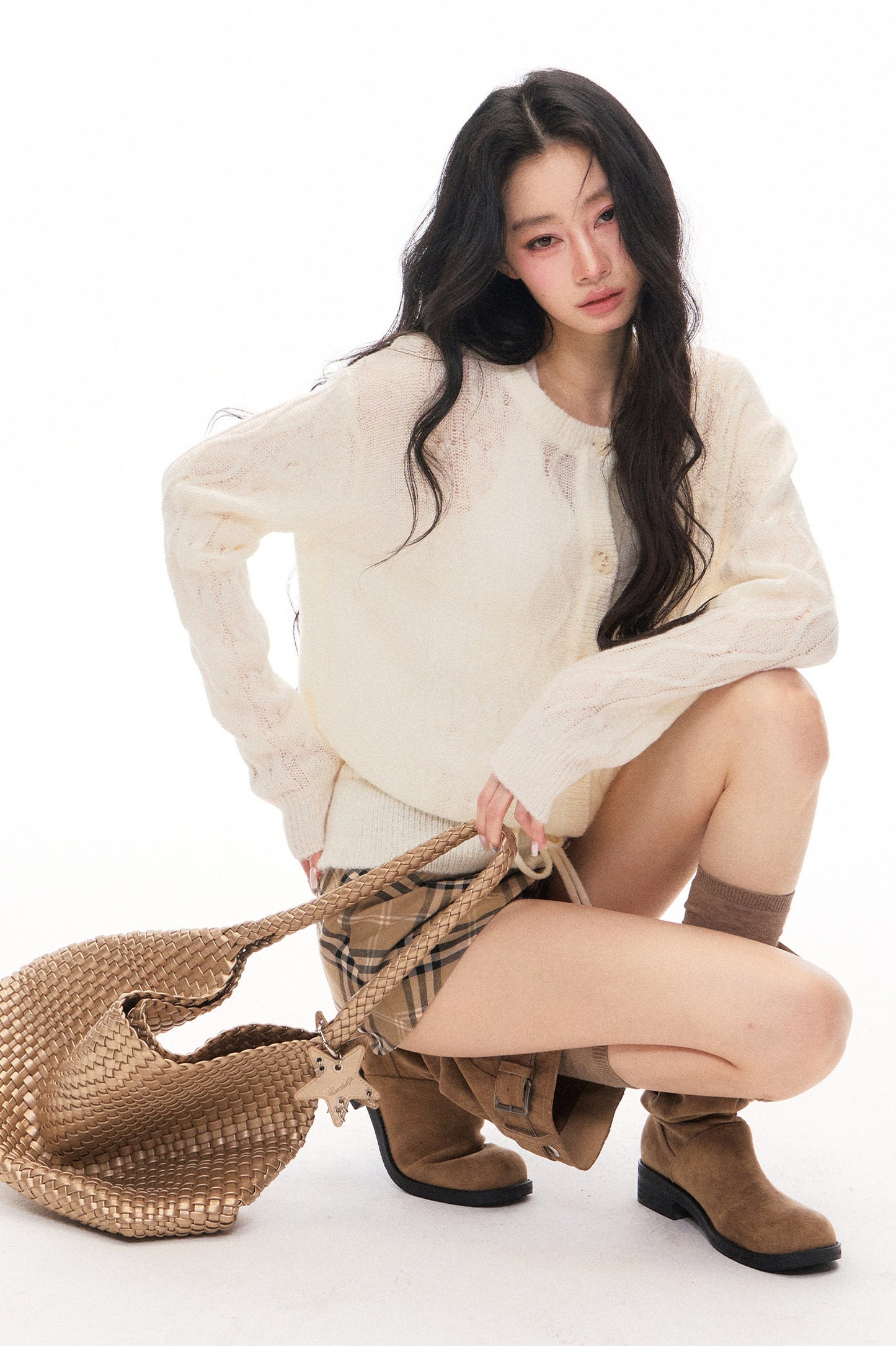 Early Autumn Knit Cardigan and Skirt Set-Up