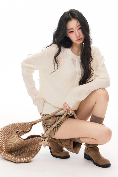 Early Autumn Knit Cardigan and Skirt Set-Up
