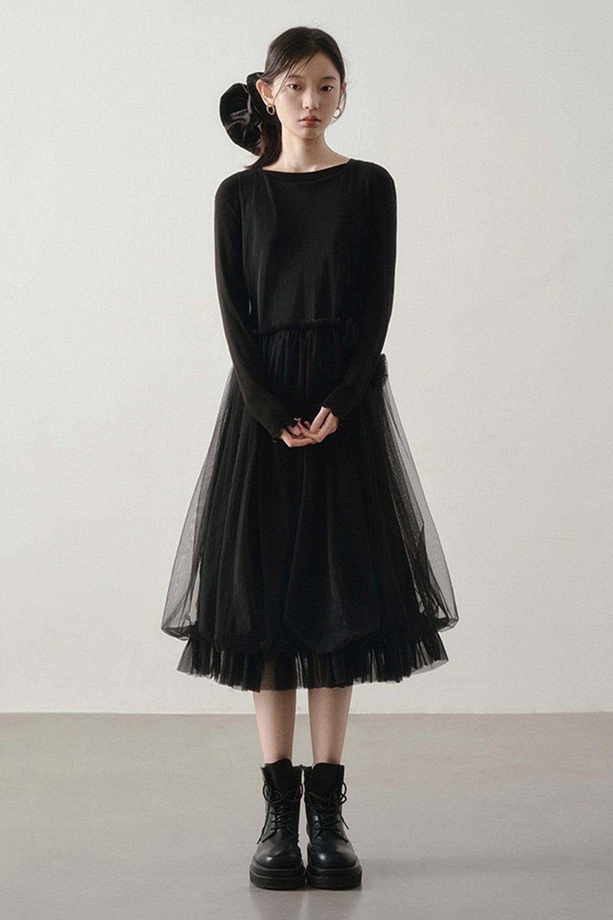 Ballet Style Solid Long Sleeve Top