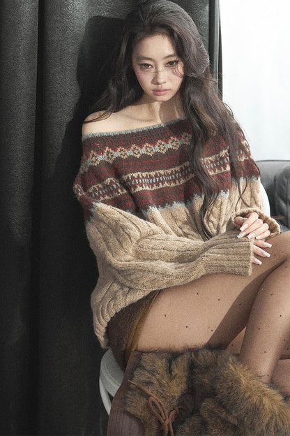 Fair Isle Cable Knit Sweater