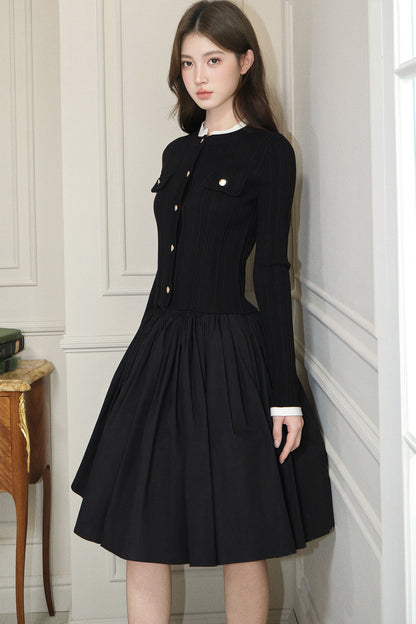 Pleated A-Line Midi Skirt