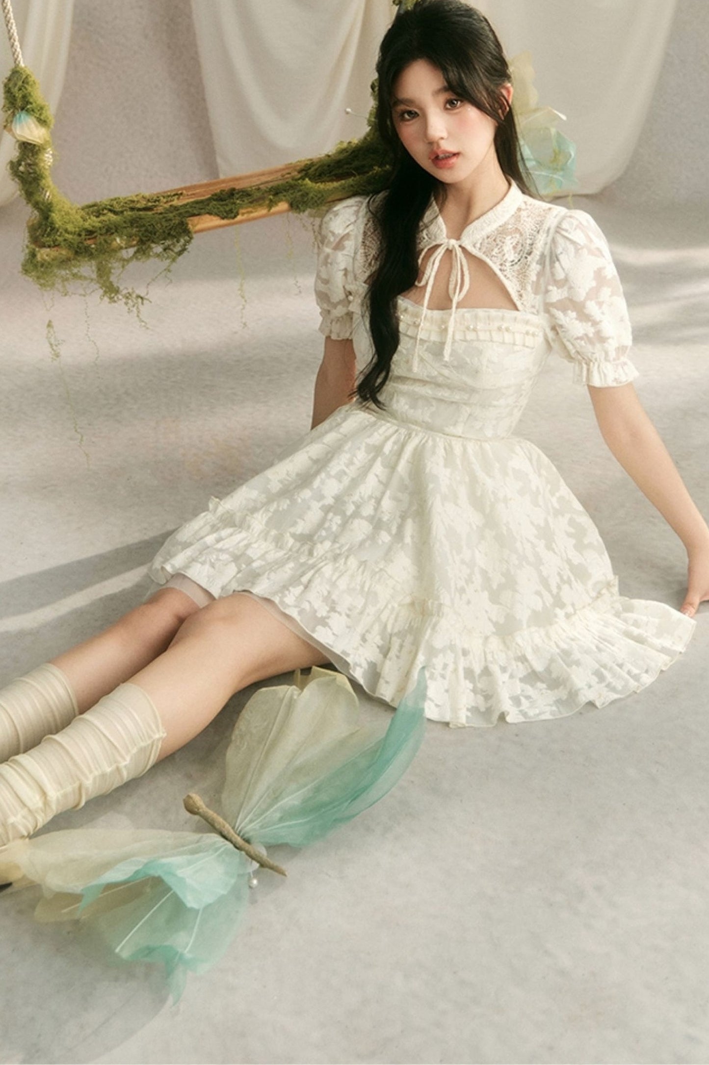 Chinese Style Princess Puff Sleeve Dress