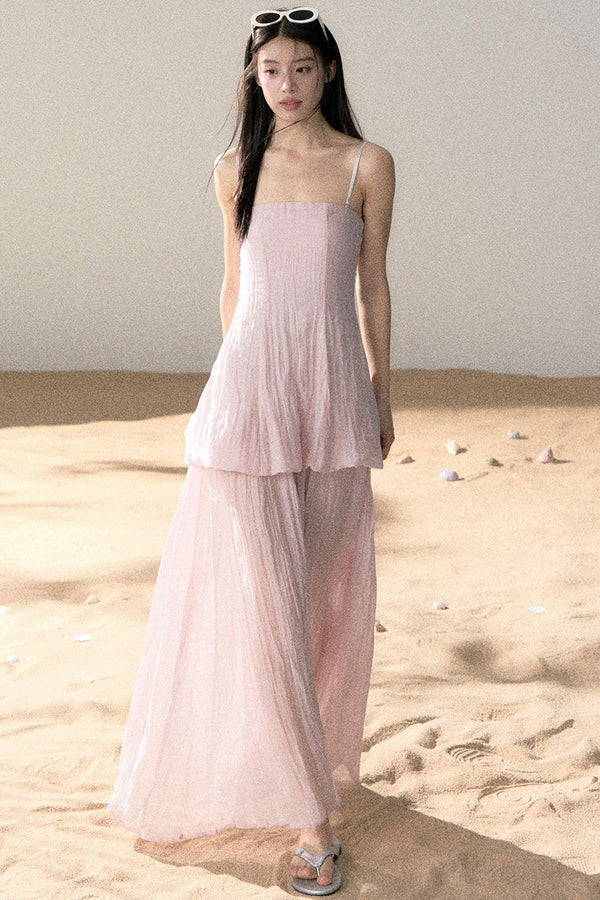 Ramie Pleated A-Line Dress