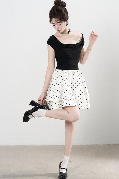 French Polka Dot A-Line Dress