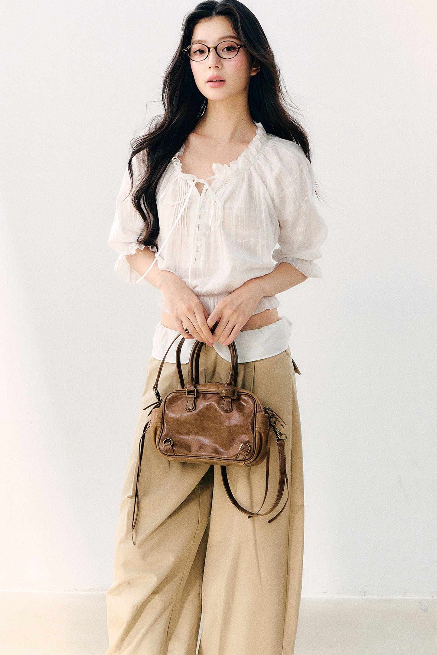 Wave Pleat Chiffon Top