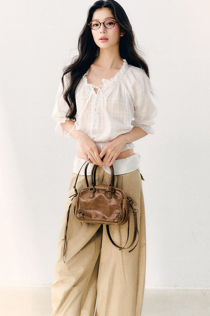 Wave Pleat Chiffon Top