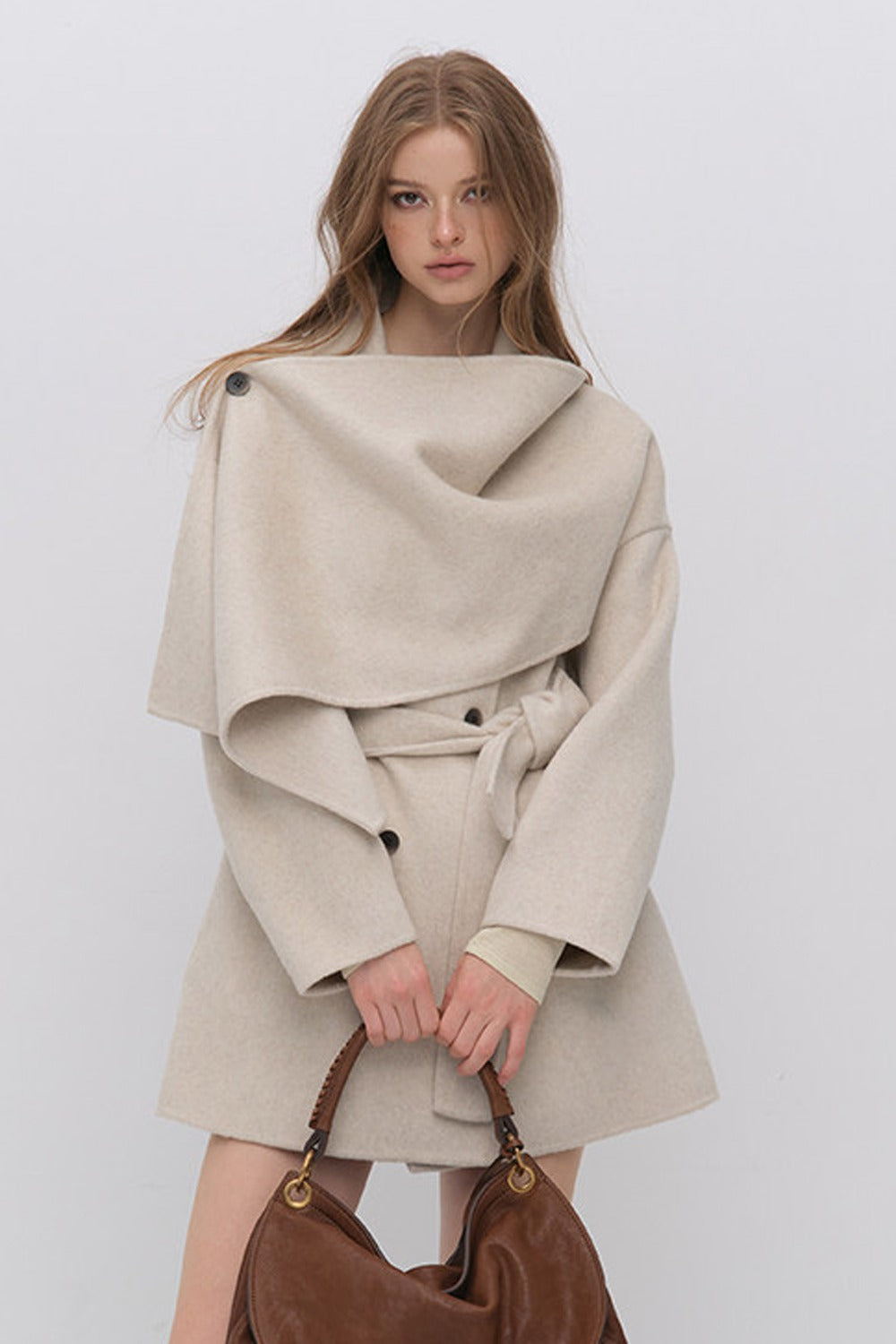 Half Shawl Wool Coat