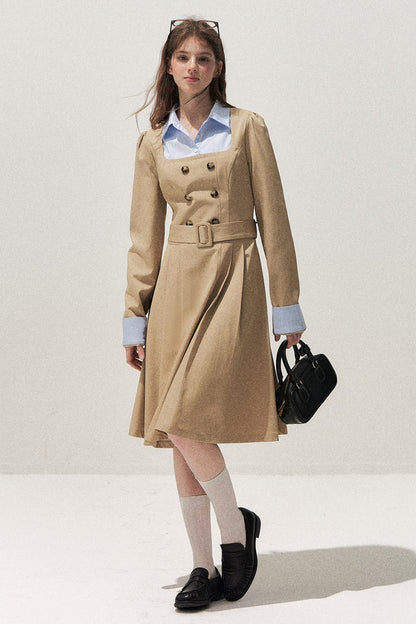 Retro Two-Piece Trench Dress