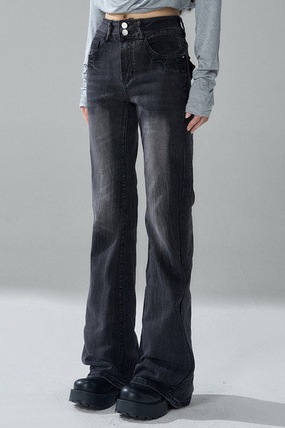 Black Micro-Flared Jeans