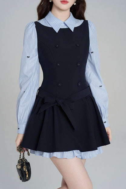 Preppy Style Long-Sleeved Dress