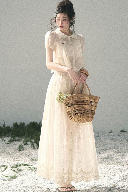 French Floral Lace Two-Piece Set