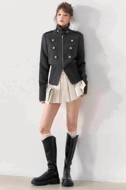 Napoleon Style Double-Breasted Woolen Coat