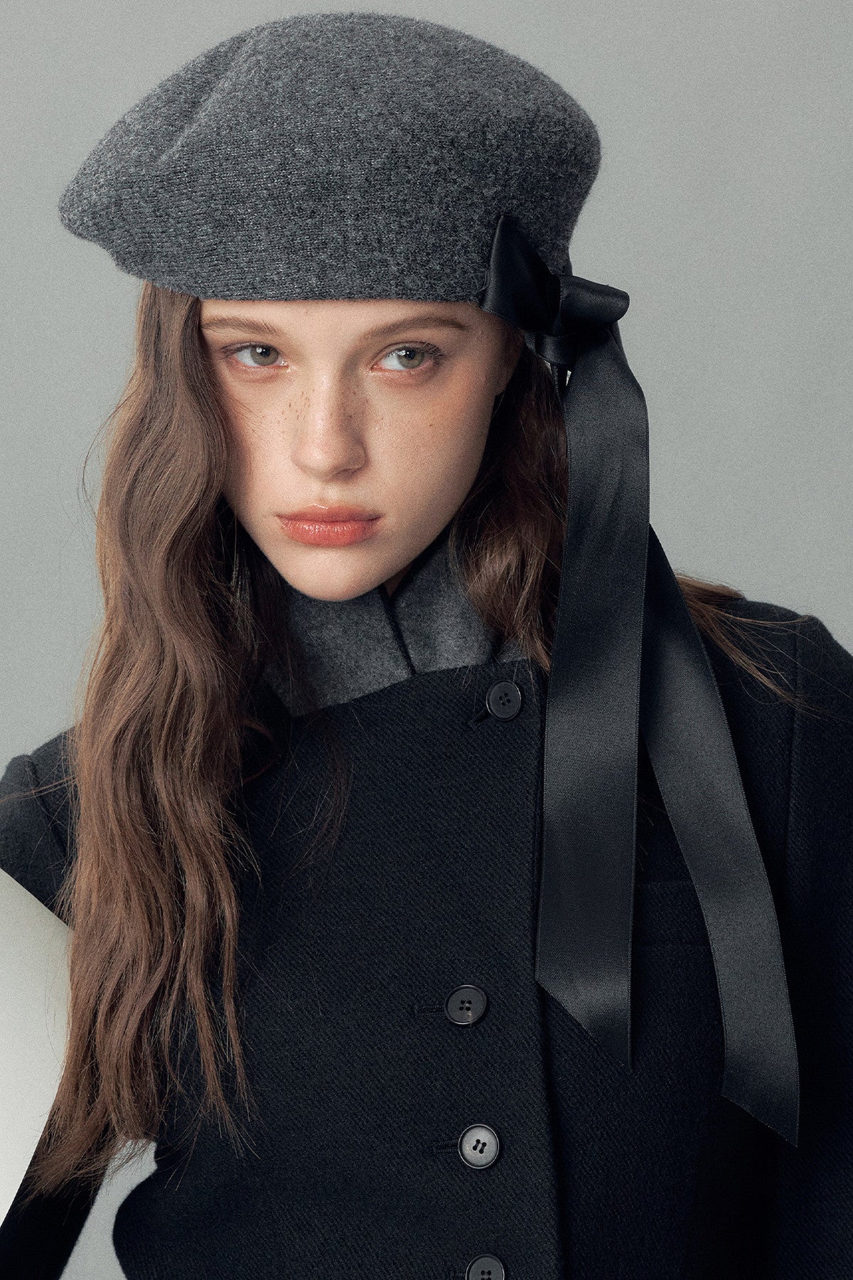 Handmade Lace-Up Slanted Wool Blend Beret