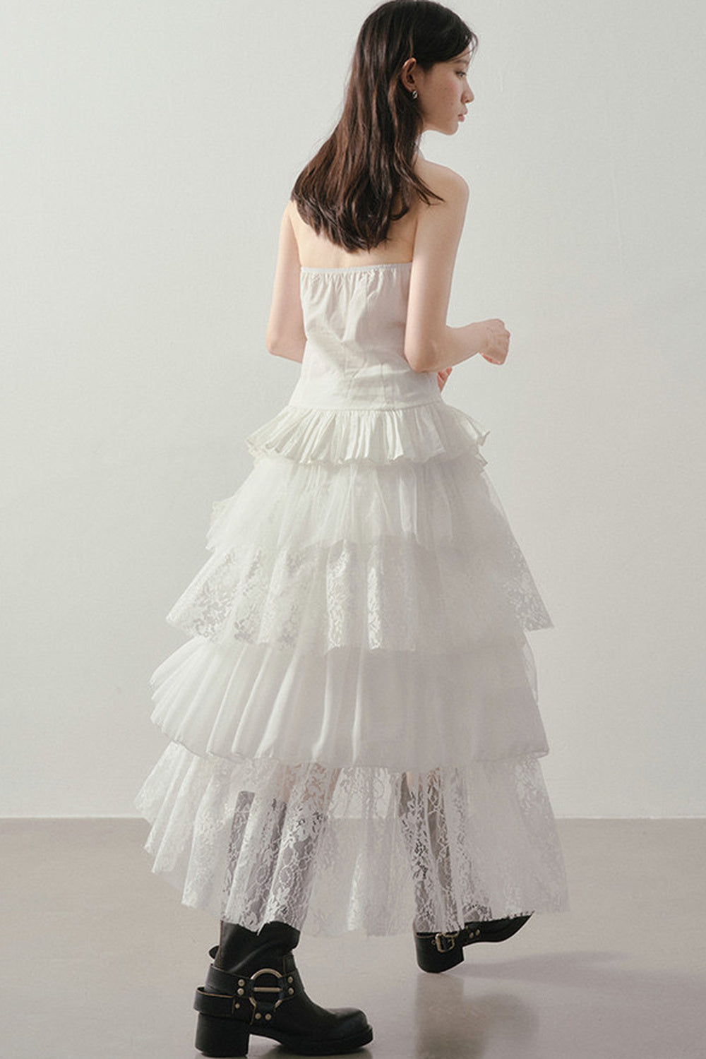 Asymmetrical Layered Lace Mesh Skirt